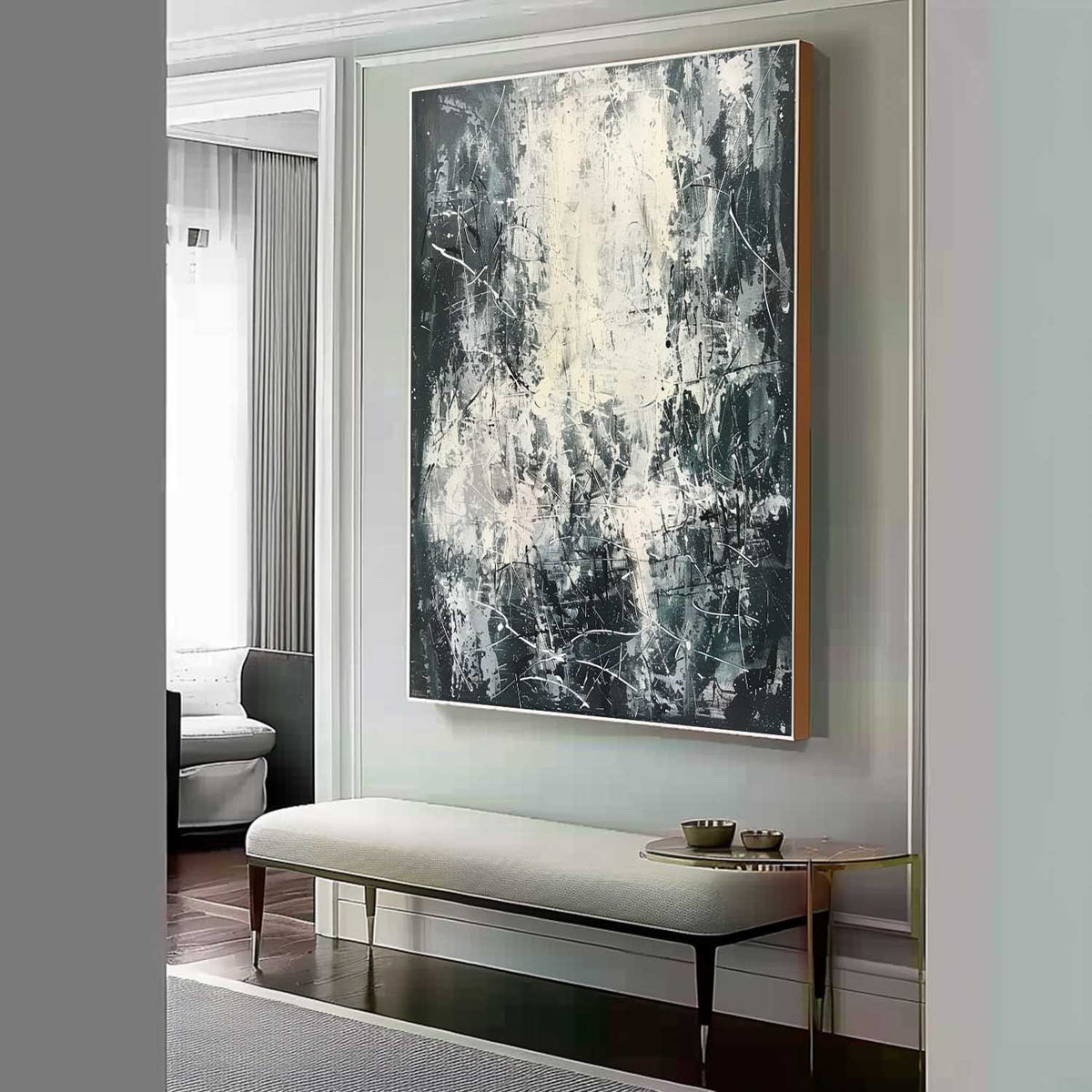 Wall Art Expressionist Monochrome Black White
