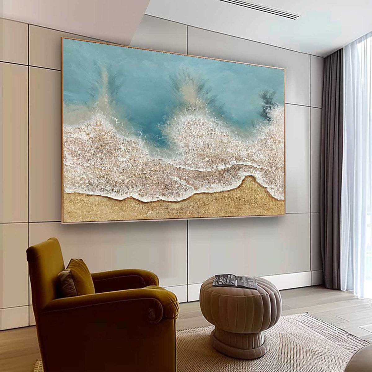 Textured Coastal Wave Painting