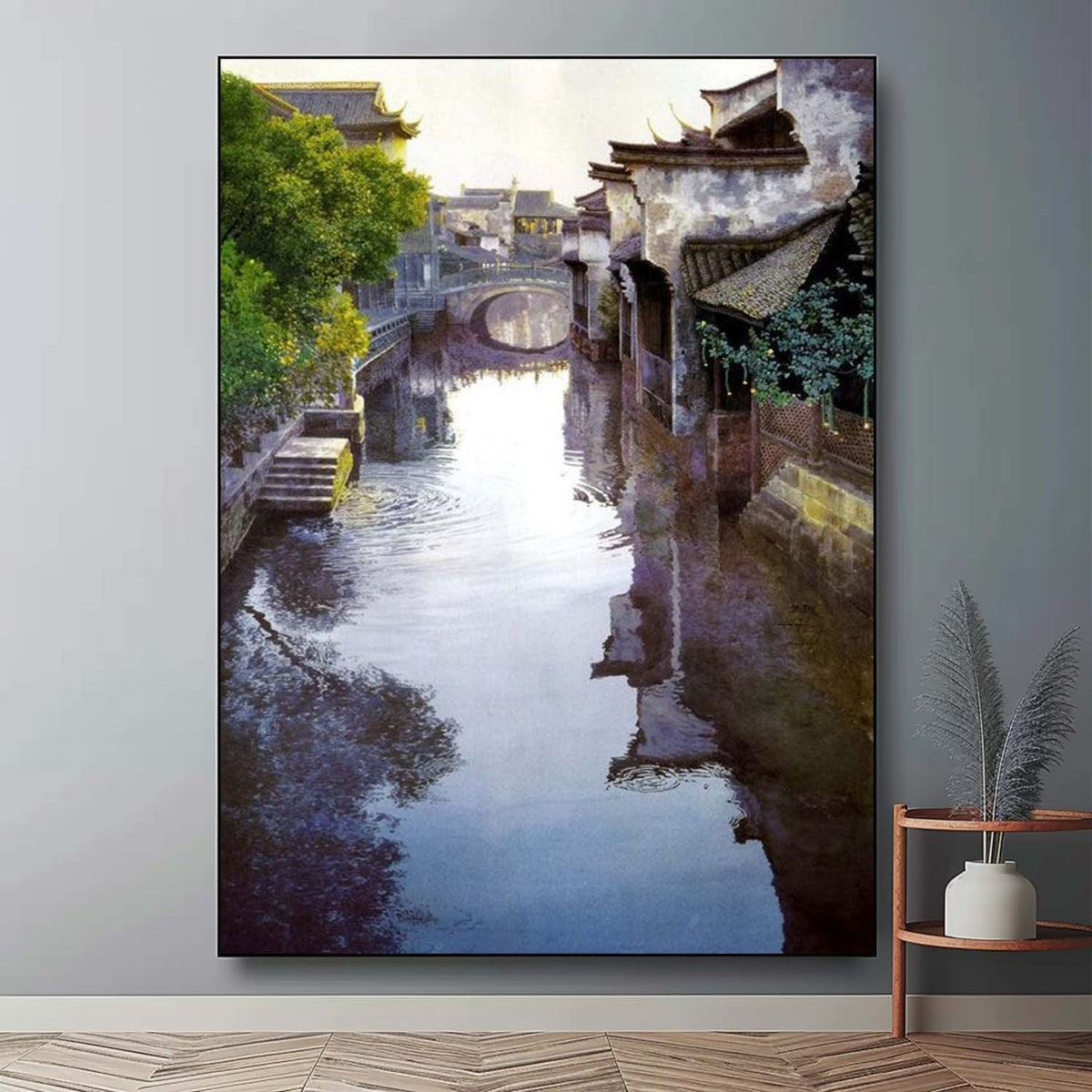 Hyperrealism Water Town of Jiangnan Oil Painting