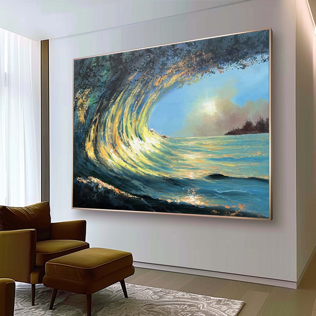 Luminous Wave Seascape Oil Painting Horizontal