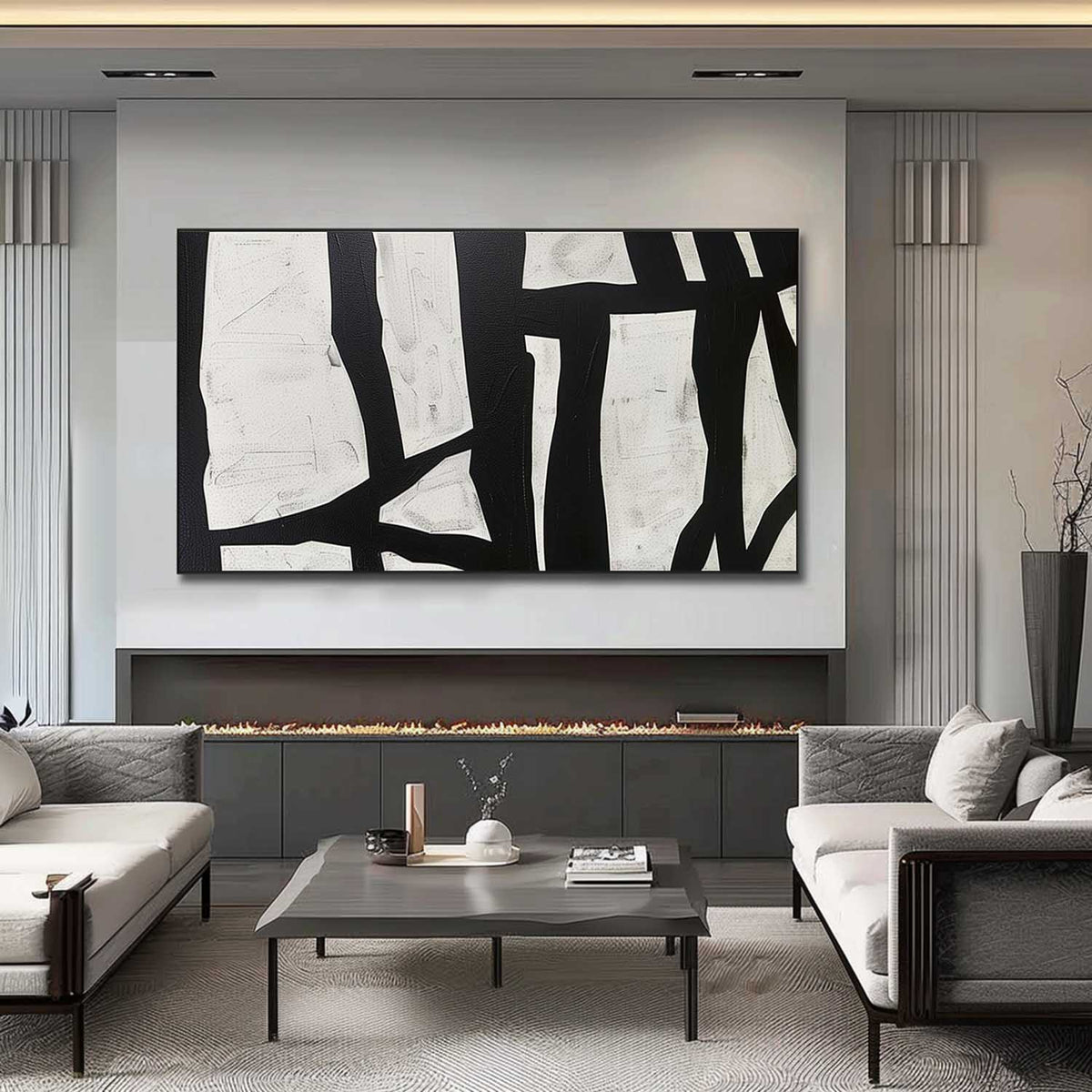 Wall Art Irregular Black Shapes Modern Abstract