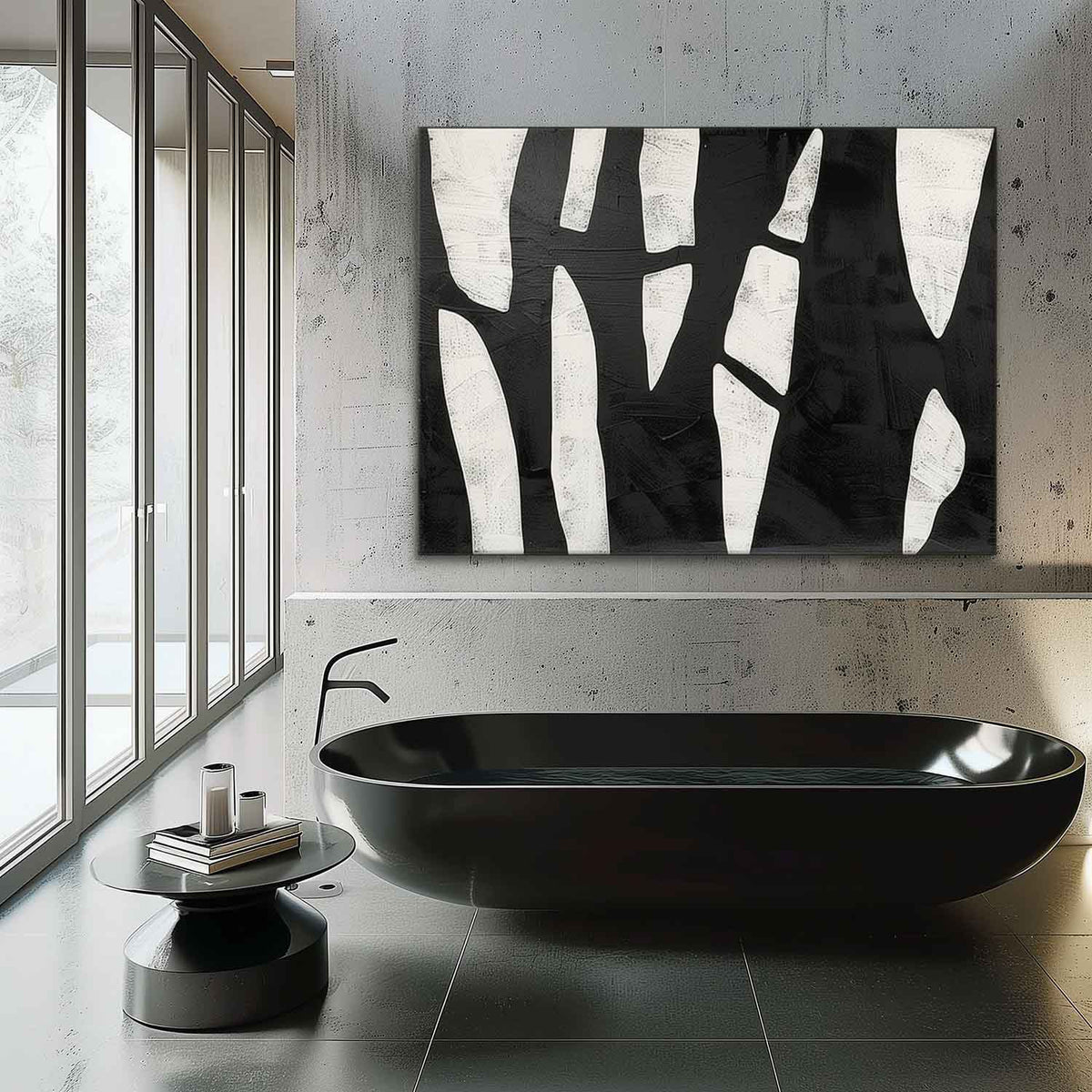 Wall Art Rectangle Abstract Geometric Monochrome