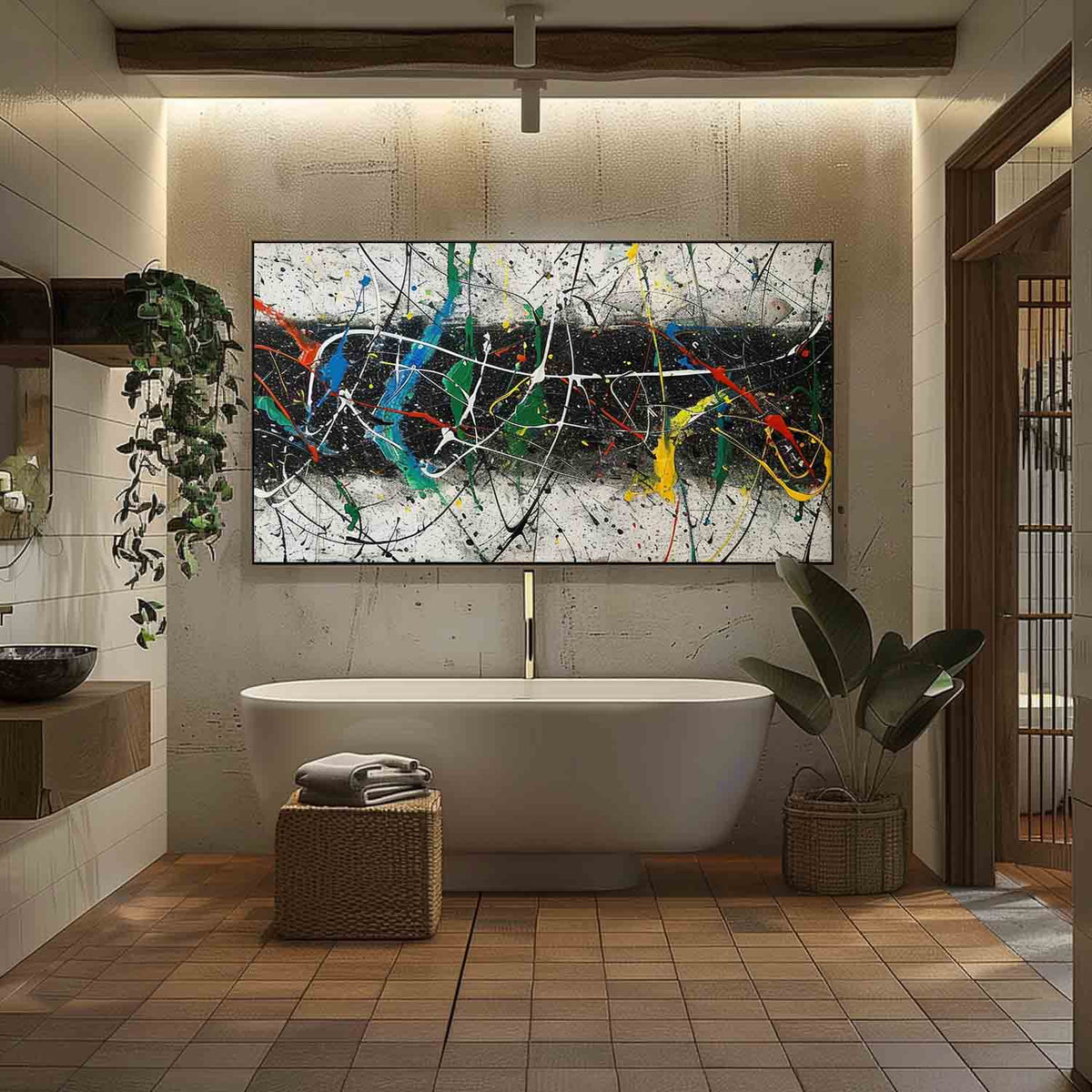 Abstract Expressionist Vibrant Splatter Action Painting