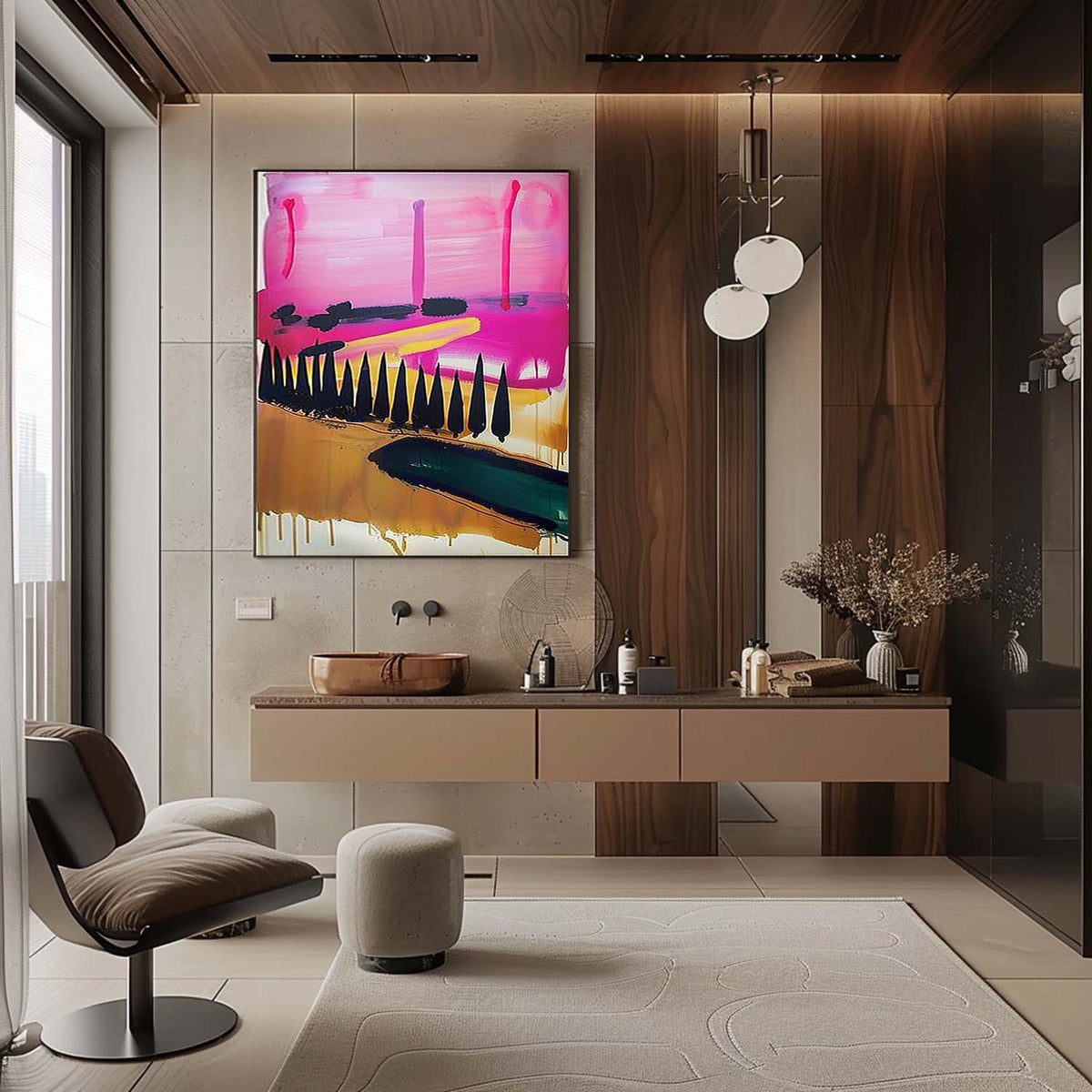 Wall Art Square Abstract Landscape Vibrant