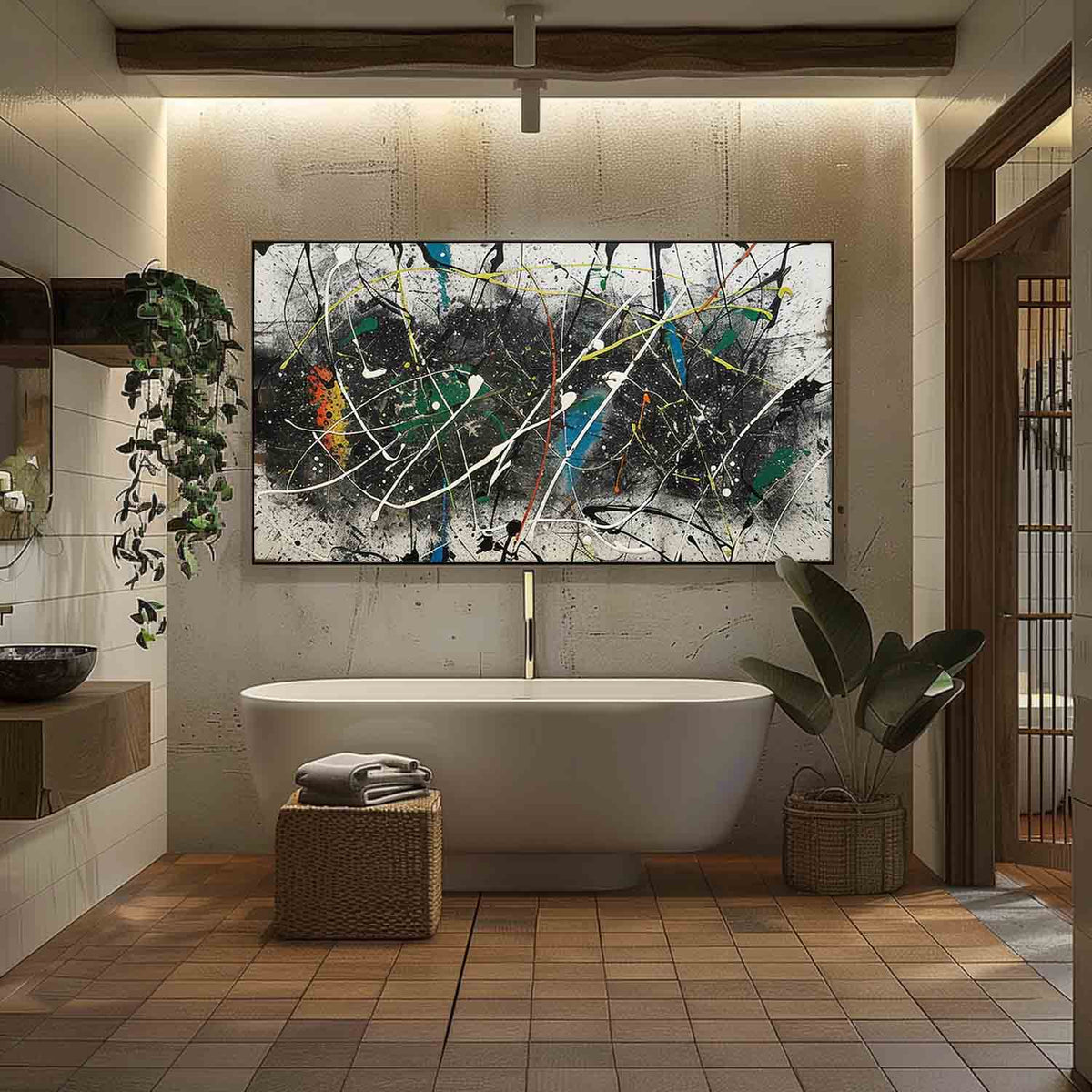 Expressionist Textured Splatter Oil Painting Dynamic Strokes