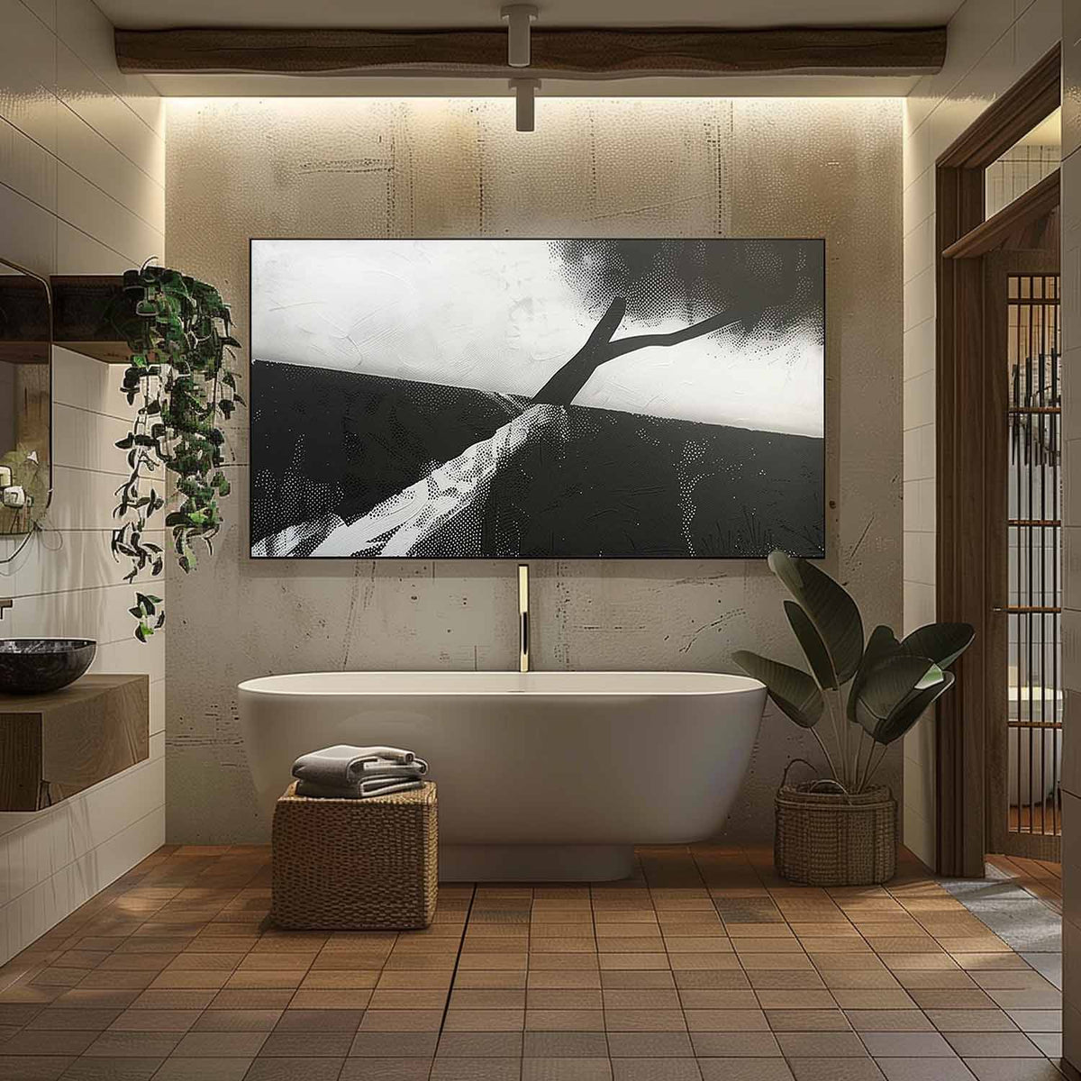 Wall Art Rectangle Abstract Landscape Monochrome
