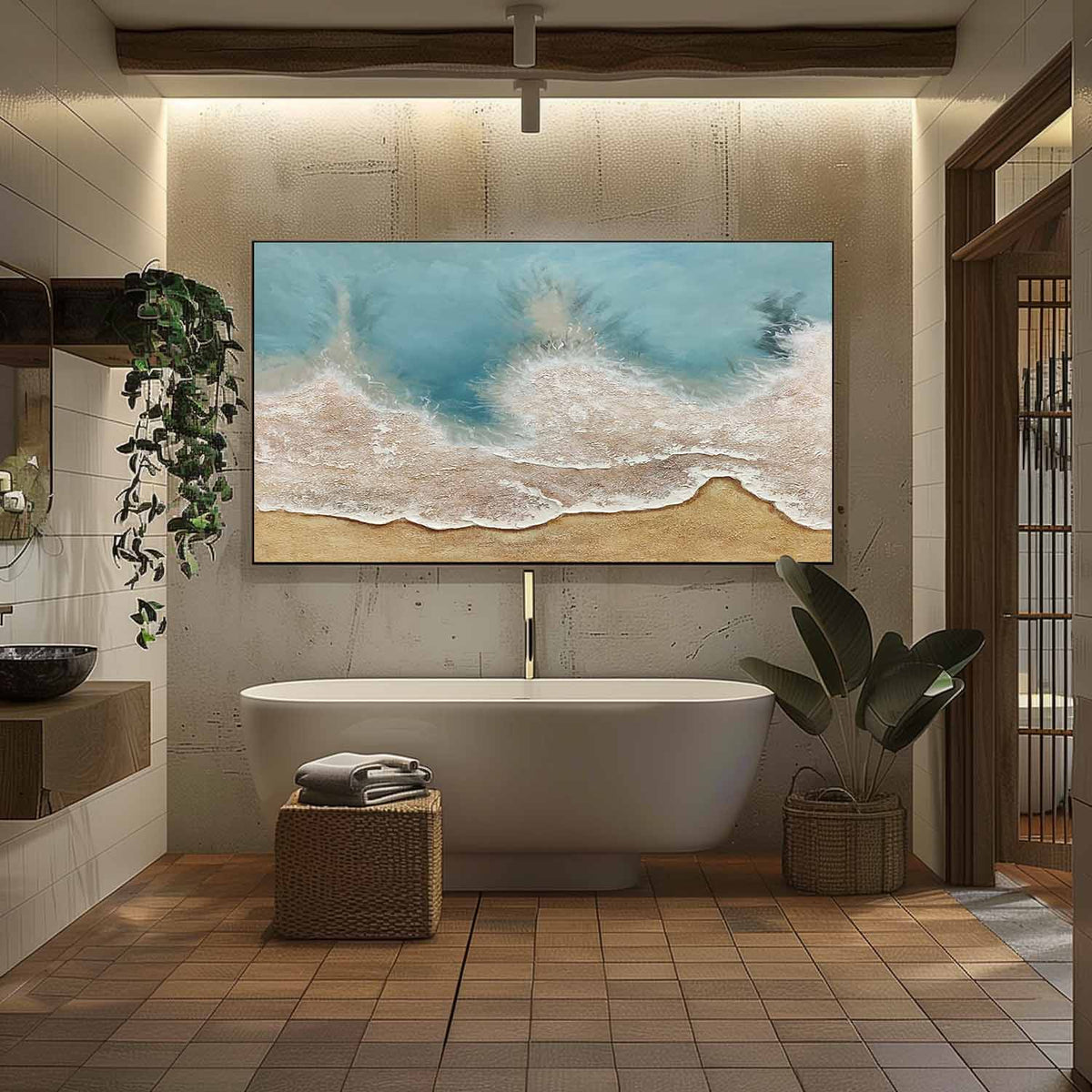 Textured Coastal Wave Painting