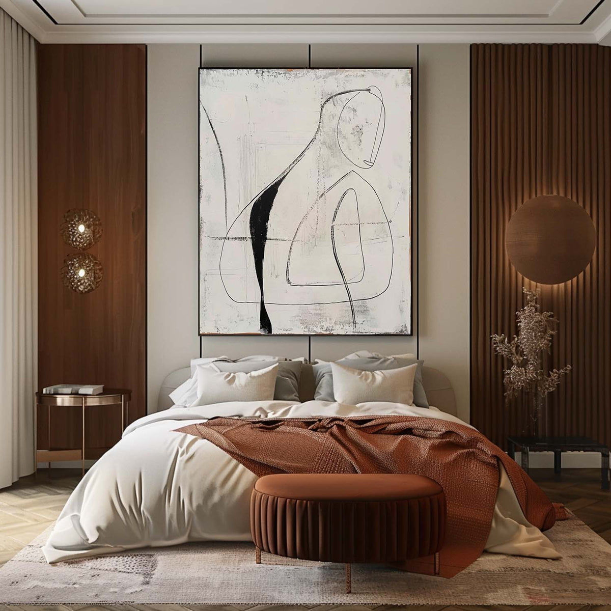 Minimalist Abstract Figure Line Art Painting