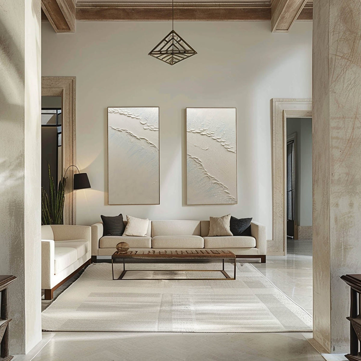 Wabi-Sabi Bamboo Diptych Bas-Relief Painting Set