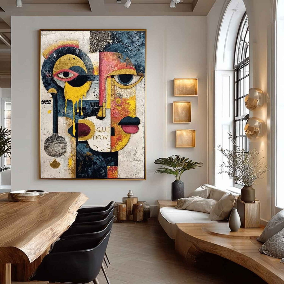 Cubist Dual Faces Abstract Painting - Neutralighting