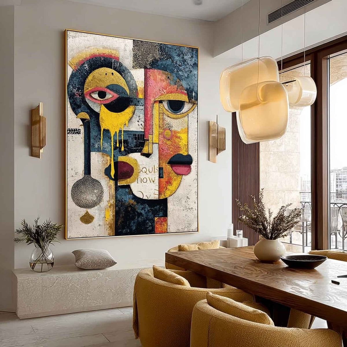 Cubist Dual Faces Abstract Painting - Neutralighting