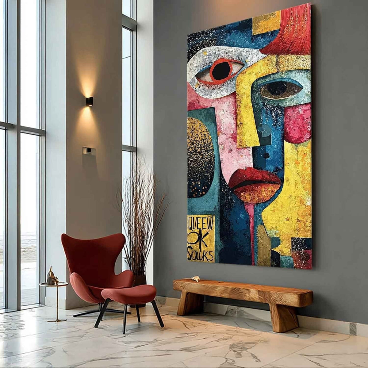 Cubist Abstract Dual Faces Painting