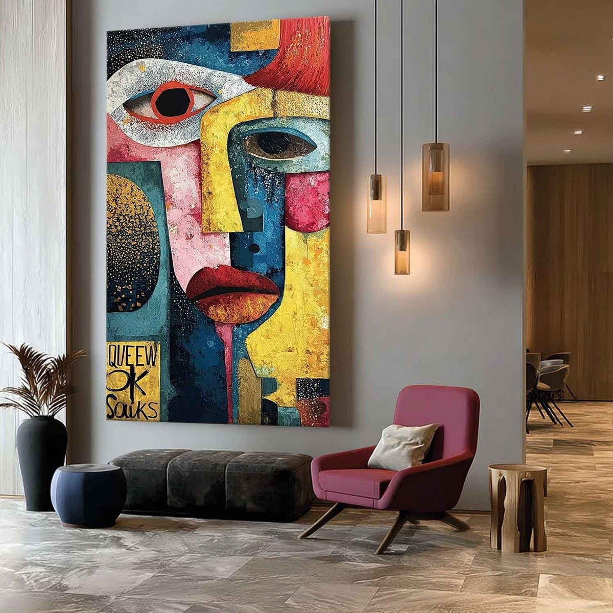 Cubist Abstract Dual Faces Painting