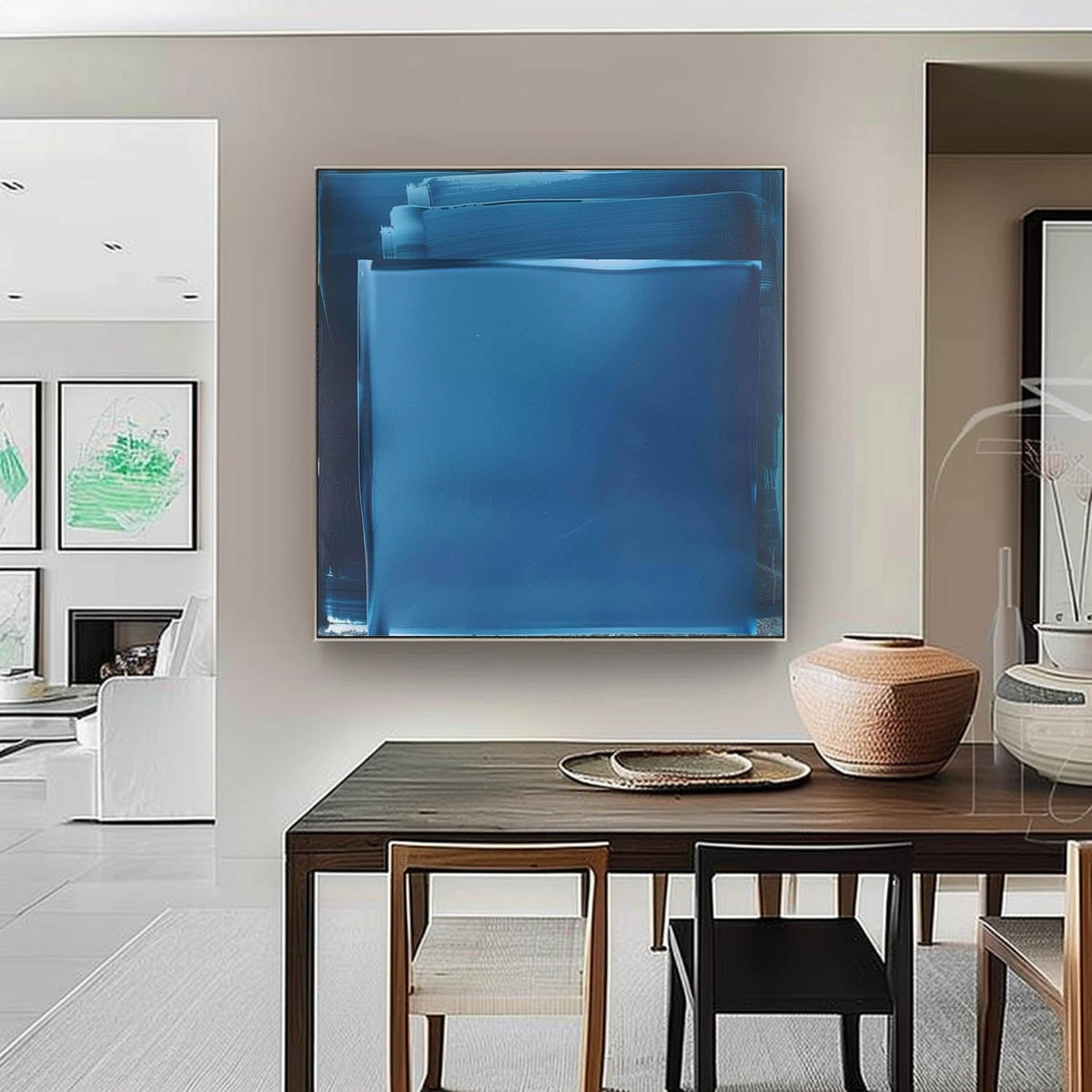 Wall Art Minimal Textured Deep Blue