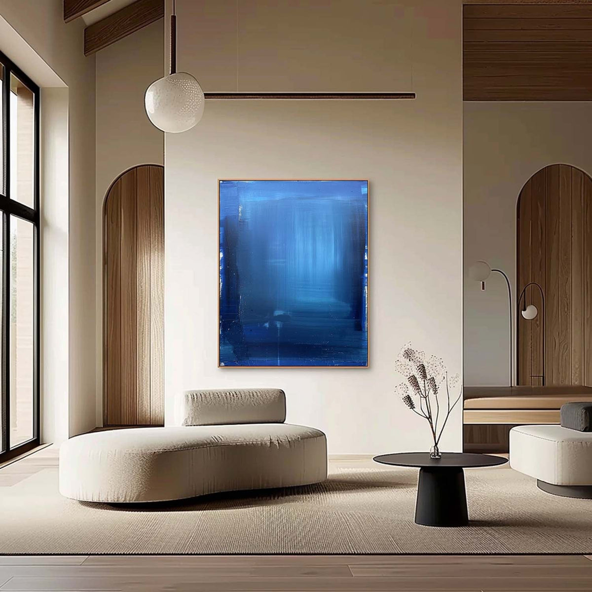 Wall Art Contemporary Monochrome Blue Canvas Art