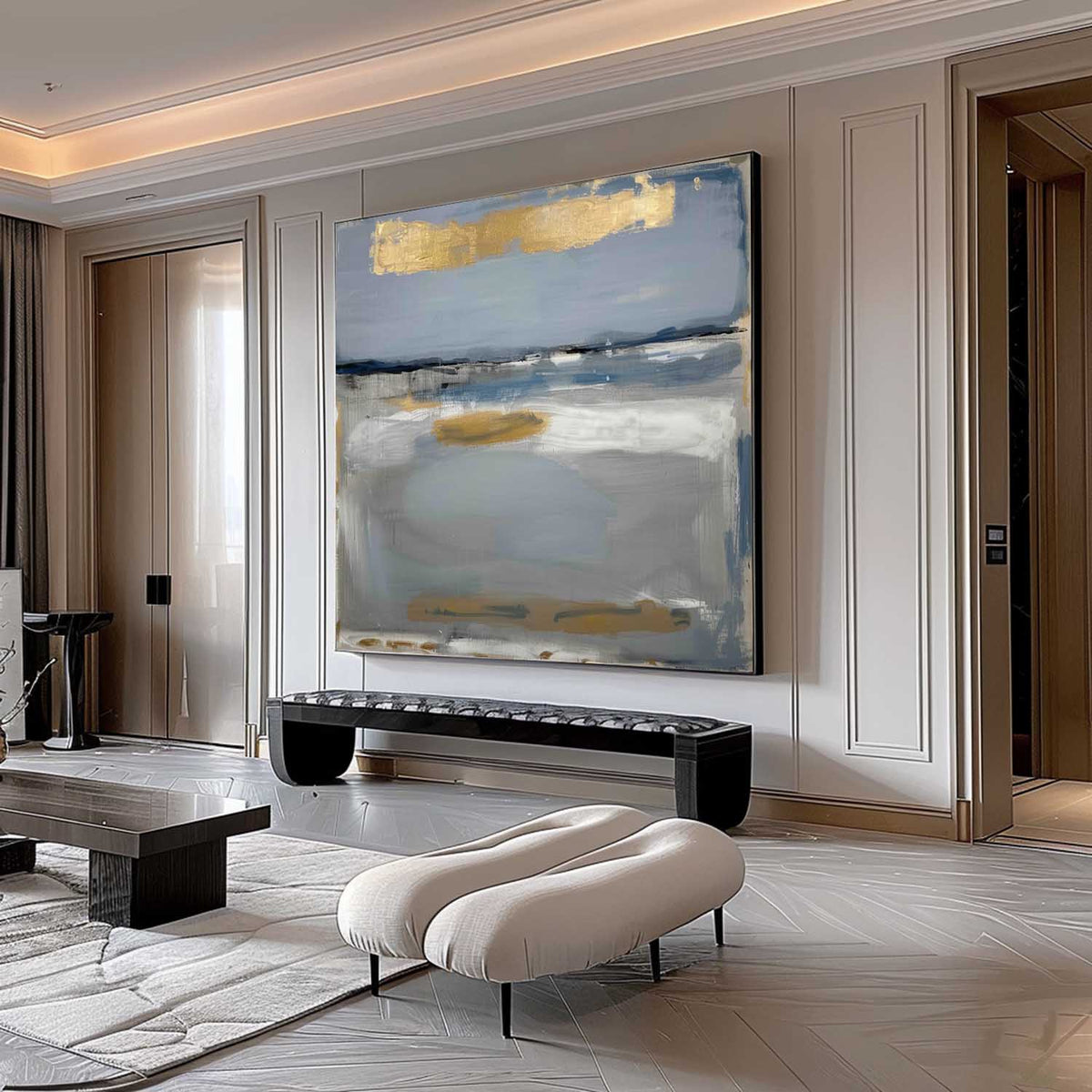 Wall Art Luxe Gold Blue Seascape
