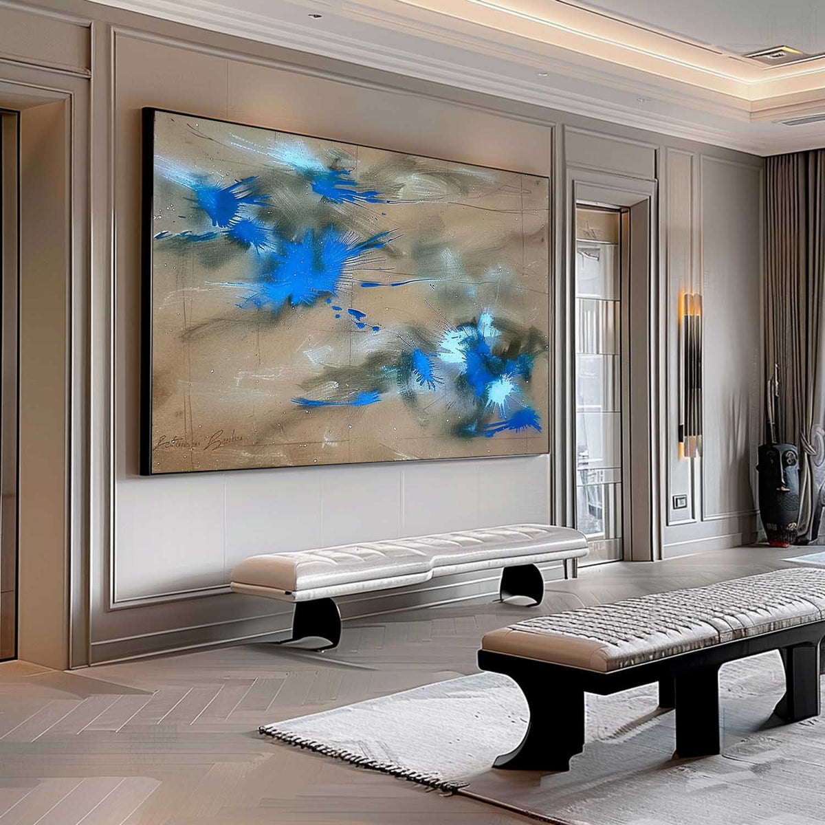 Abstract Expressionist Blue Explosion Painting