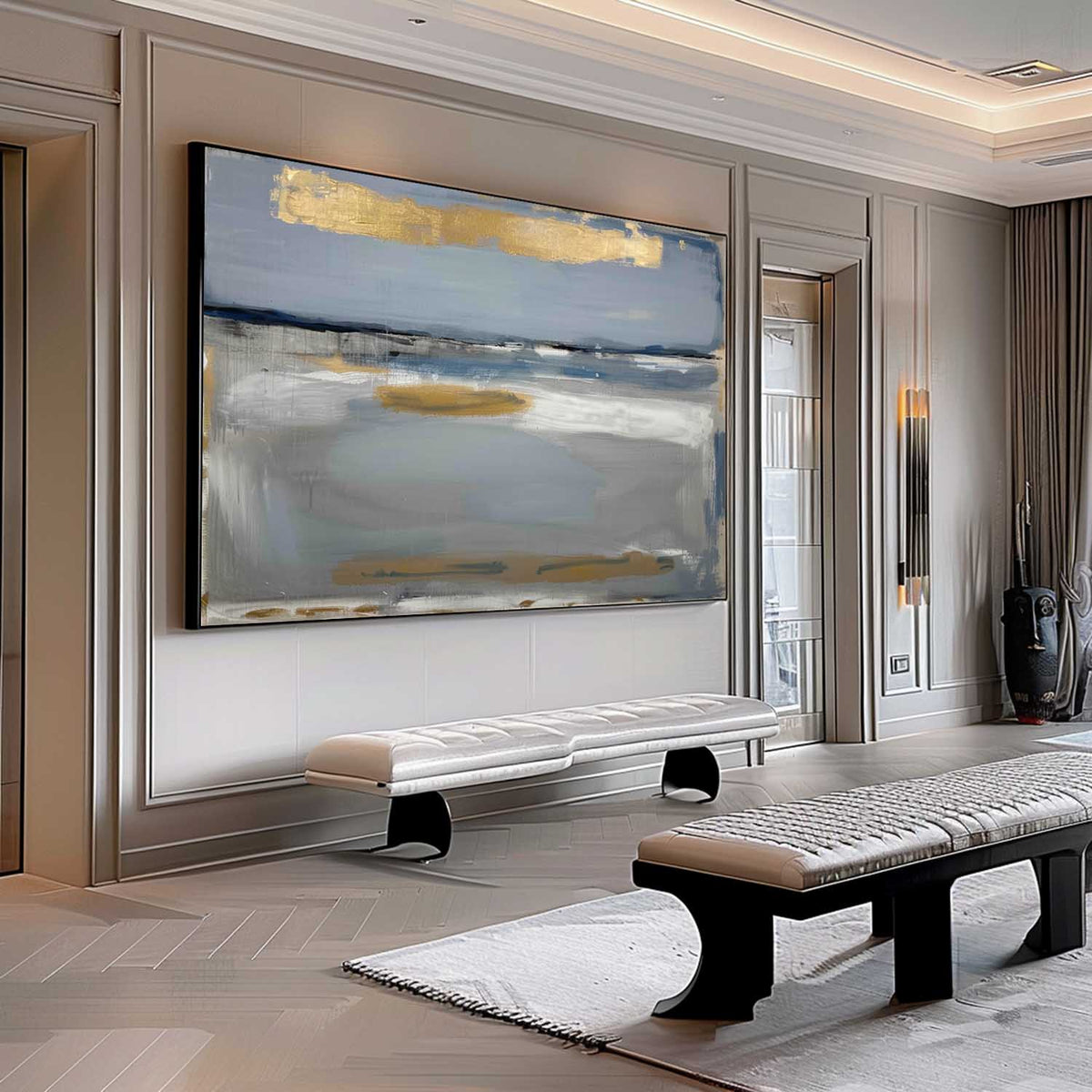 Wall Art Luxe Gold Blue Seascape