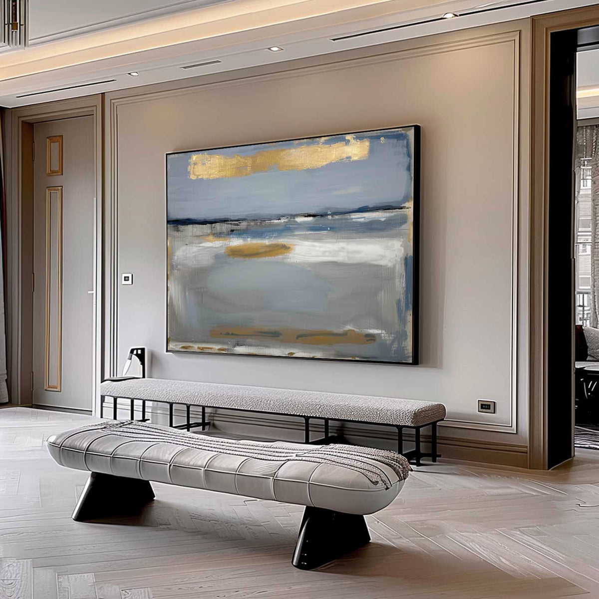 Wall Art Luxe Gold Blue Seascape