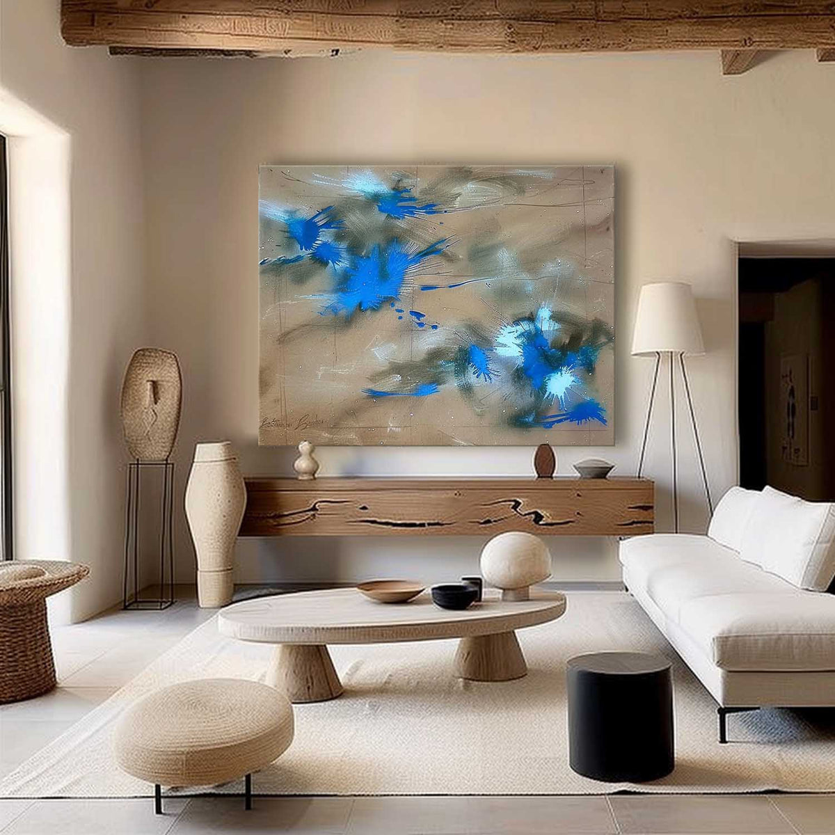Abstract Expressionist Blue Explosion Painting