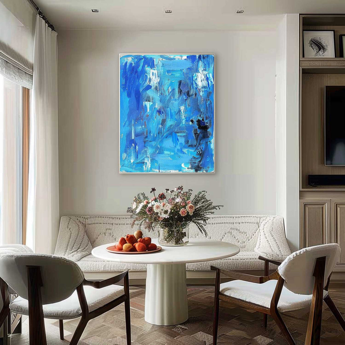 Wall Art Abstract Blue Palette Knife Texture Canvas