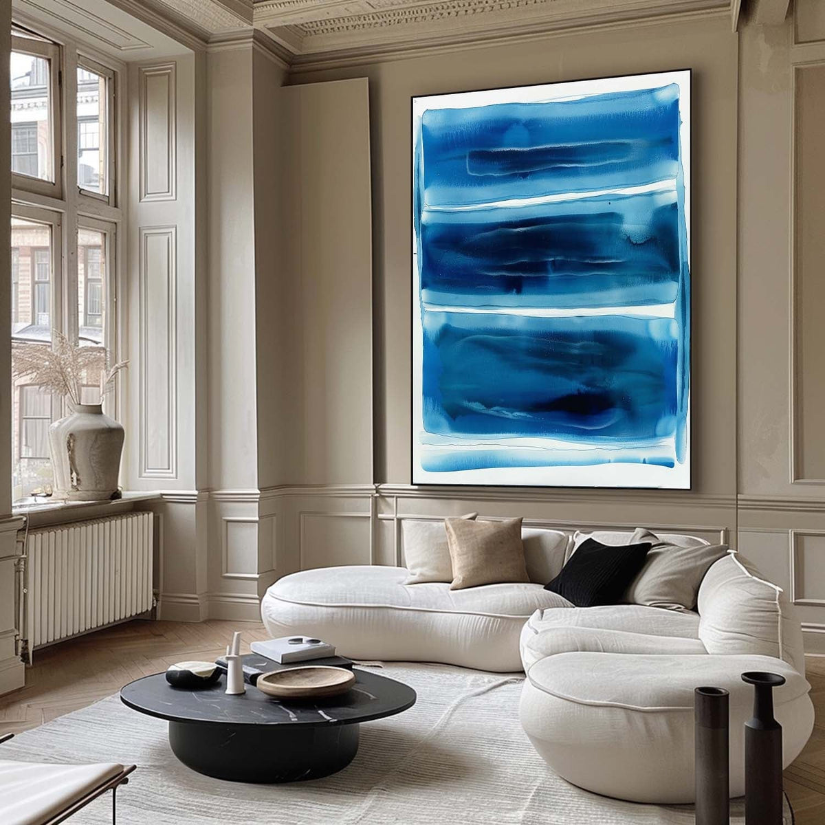 Minimalist Blue Ombre Abstract Painting Modern Color