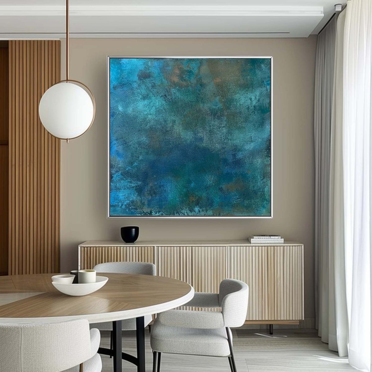 Wall Art Misty Atmospheric Blue Abstract Graffiti