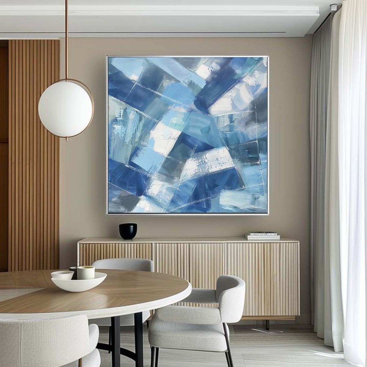 Wall Art Blue Shade Abstract Calm Serene Modern