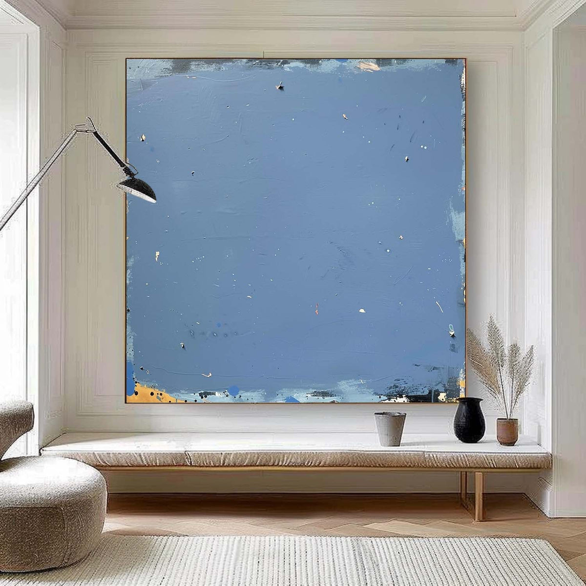 Wall Art Wabi-Sabi Blue Minimalist Impasto