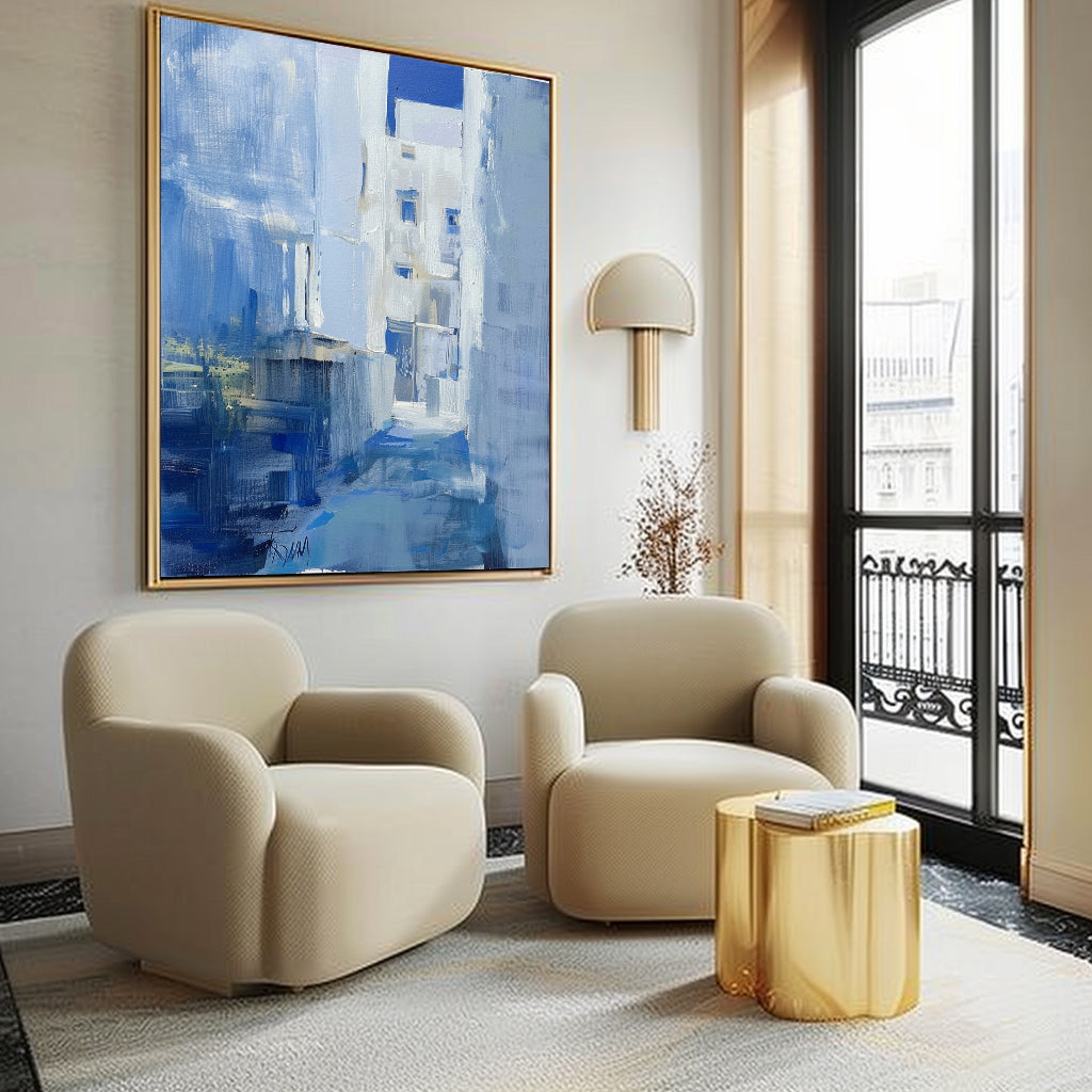 Wall Art Textured Mediterranean Blue
