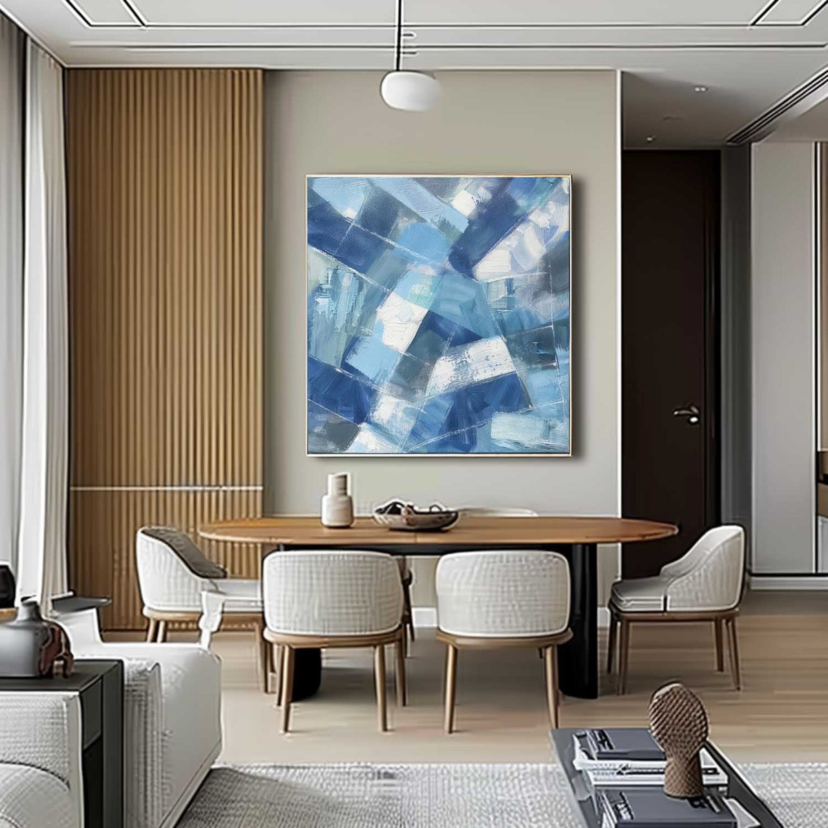 Wall Art Blue Shade Abstract Calm Serene Modern