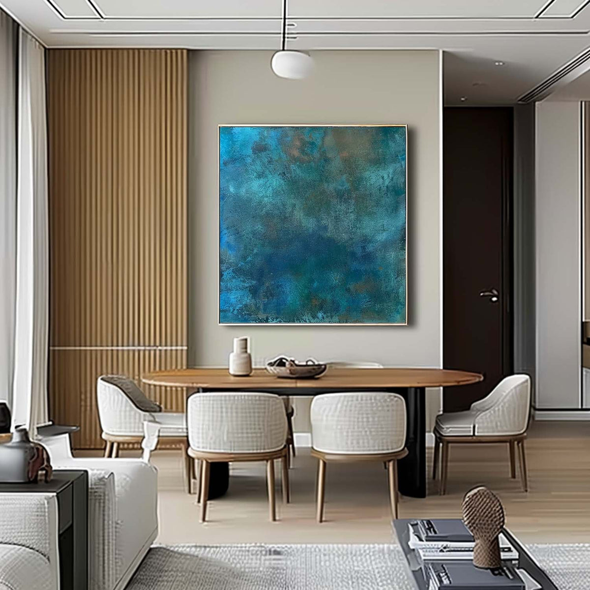 Wall Art Misty Atmospheric Blue Abstract Graffiti