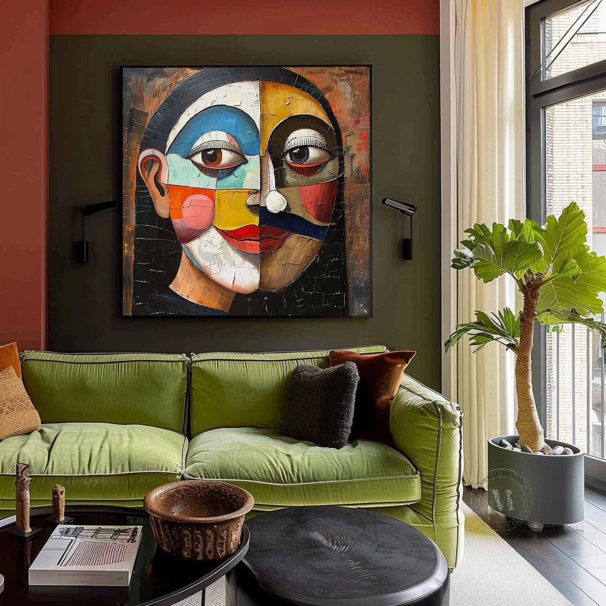 Wall Art Square Cubist Portrait Geometric