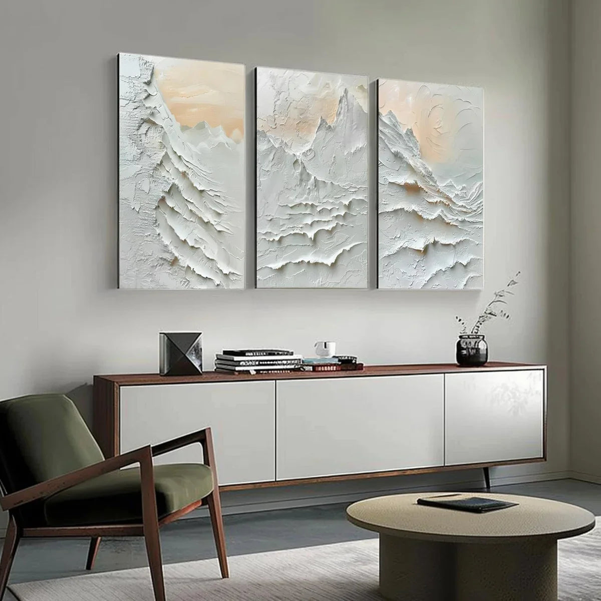 Wall Art Triptych Impasto Mountain Landscape