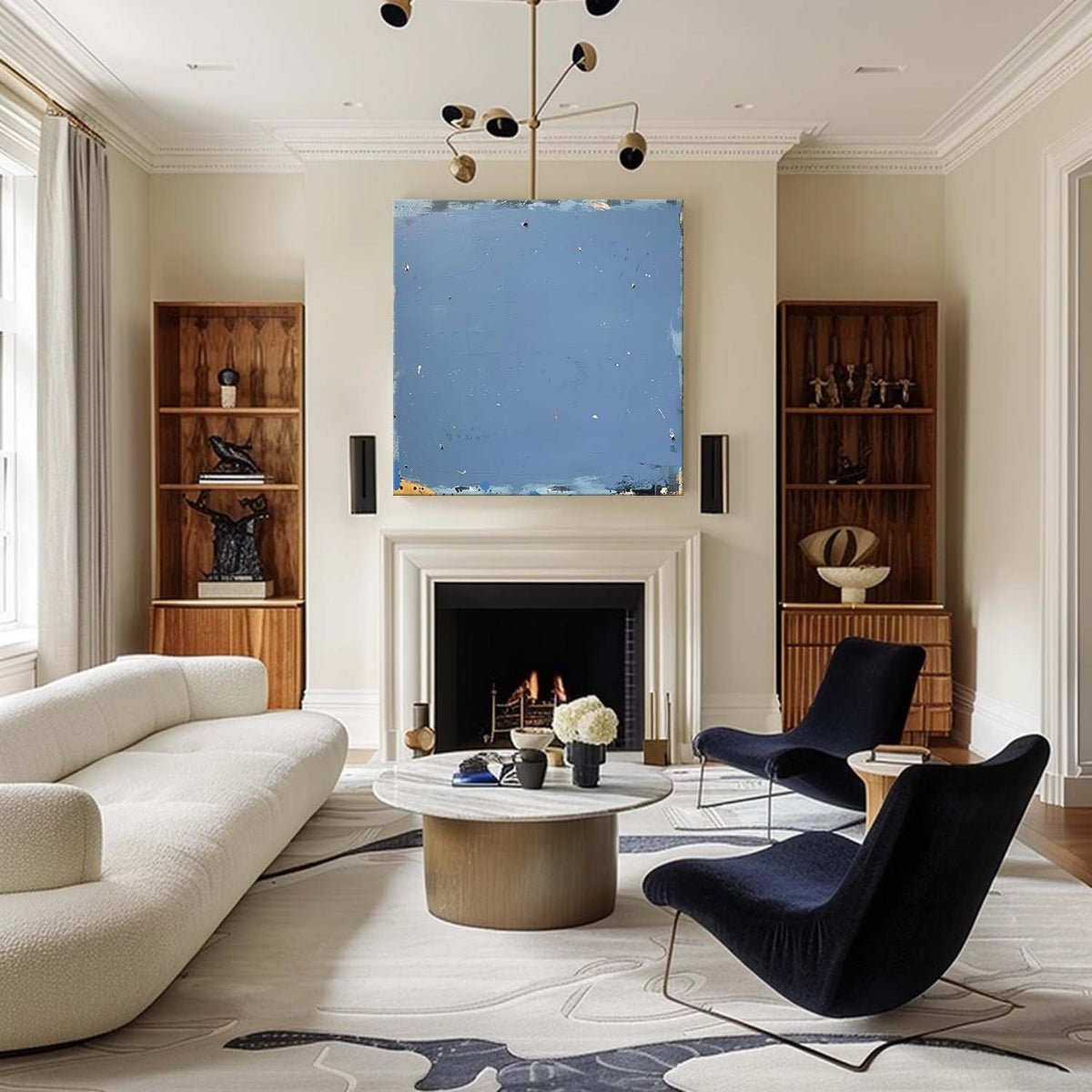 Wall Art Wabi-Sabi Blue Minimalist Impasto