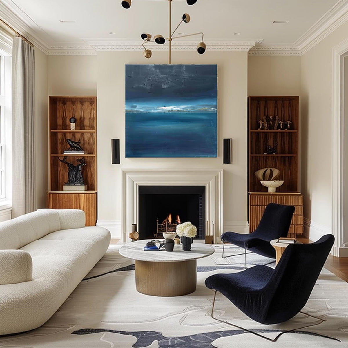 Wall Art Dramatic Textured Deep Blue