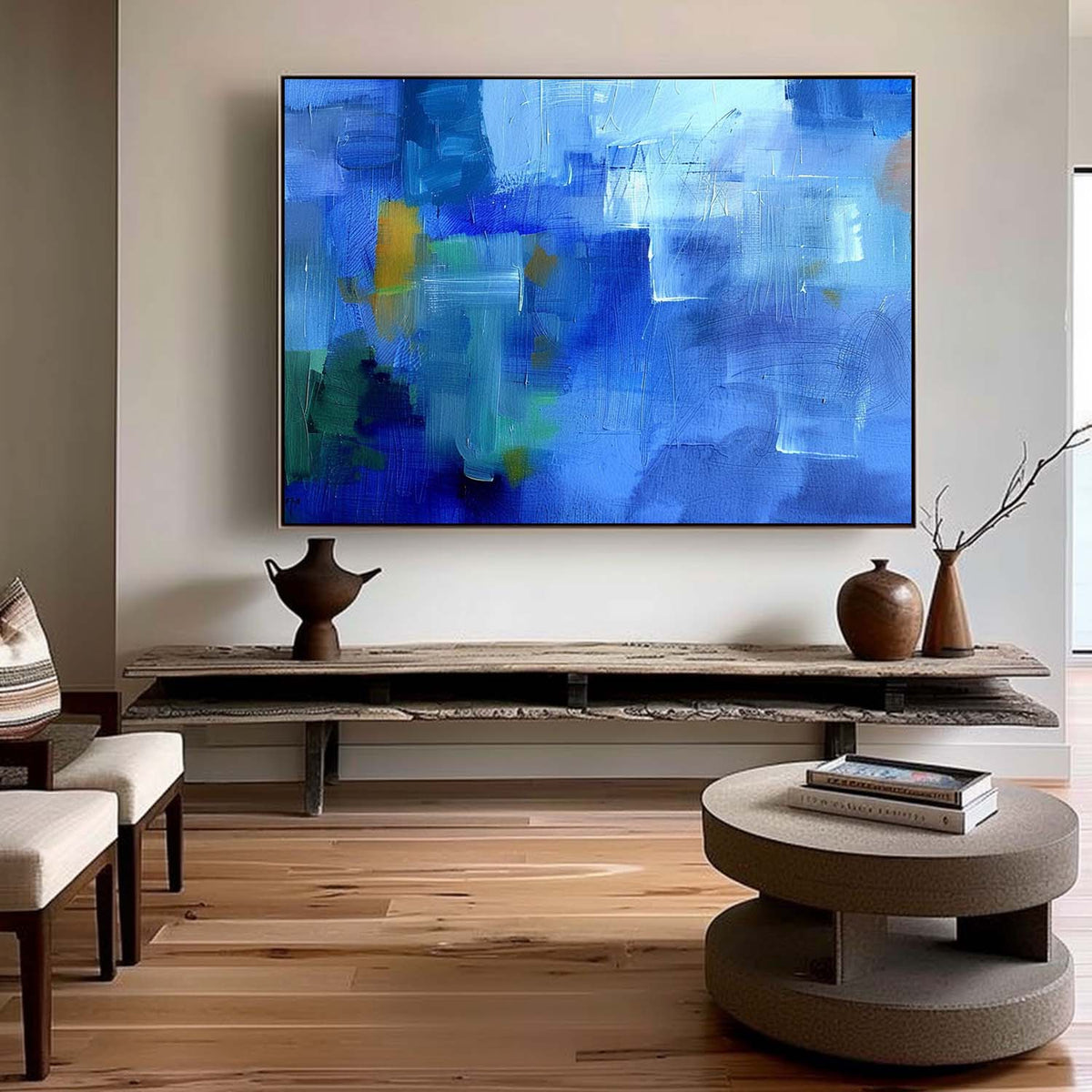 Wall Art Abstract Blue Gradient Minimalist