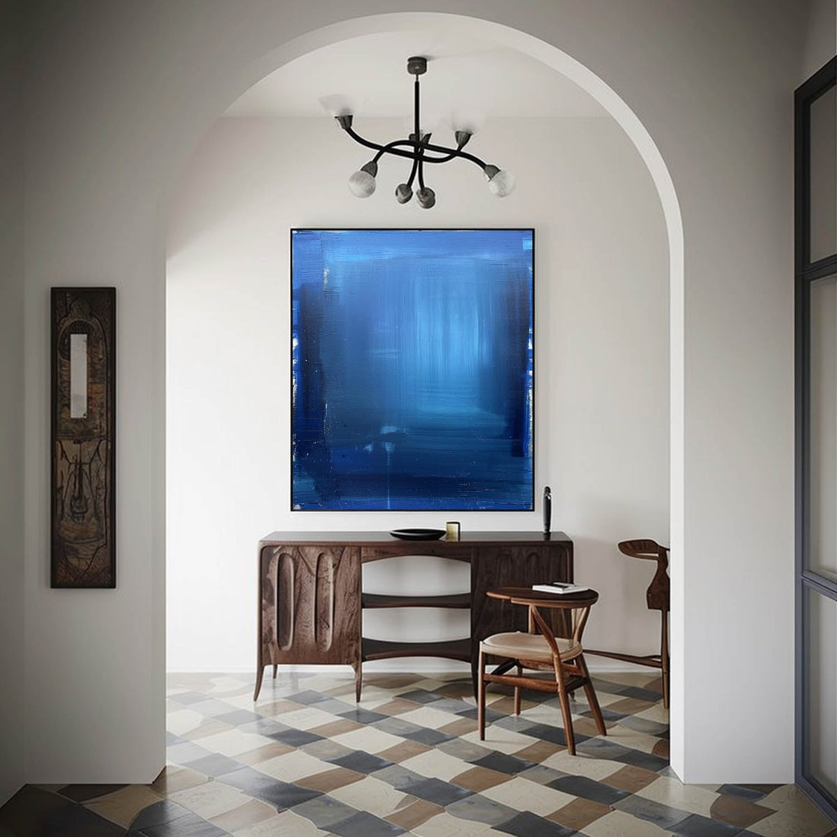 Wall Art Contemporary Monochrome Blue Canvas Art