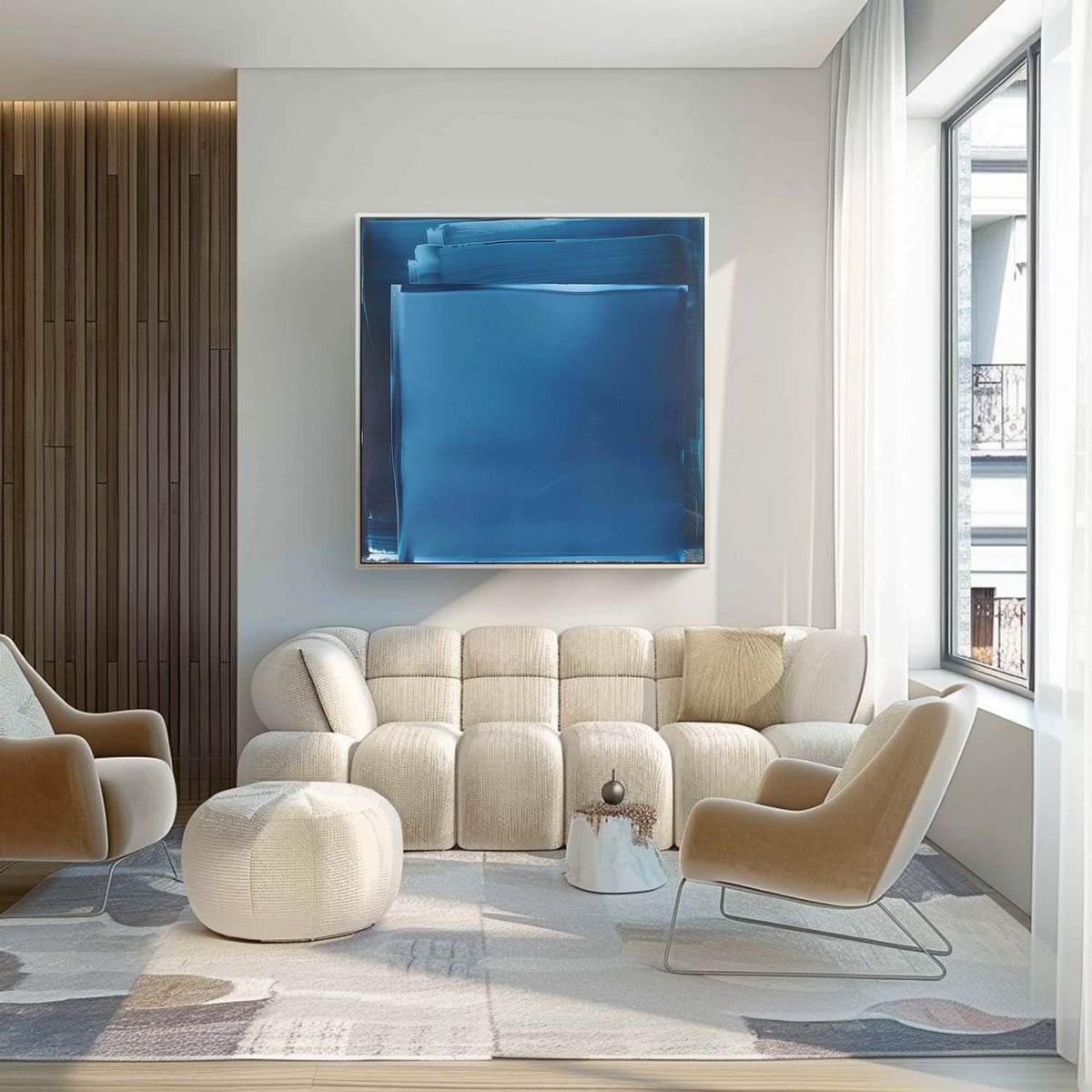 Wall Art Minimal Textured Deep Blue