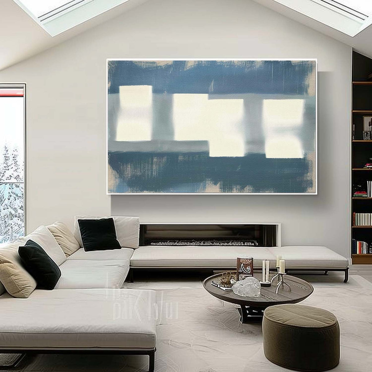 Wall Art Layered  Blue Subtle White Abstract