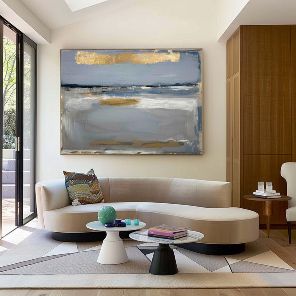 Wall Art Luxe Gold Blue Seascape