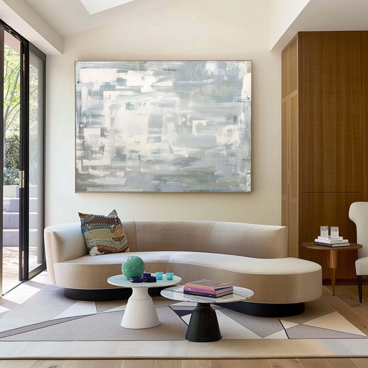 Minimalist Gray White Painting Textured Modern Wall Art