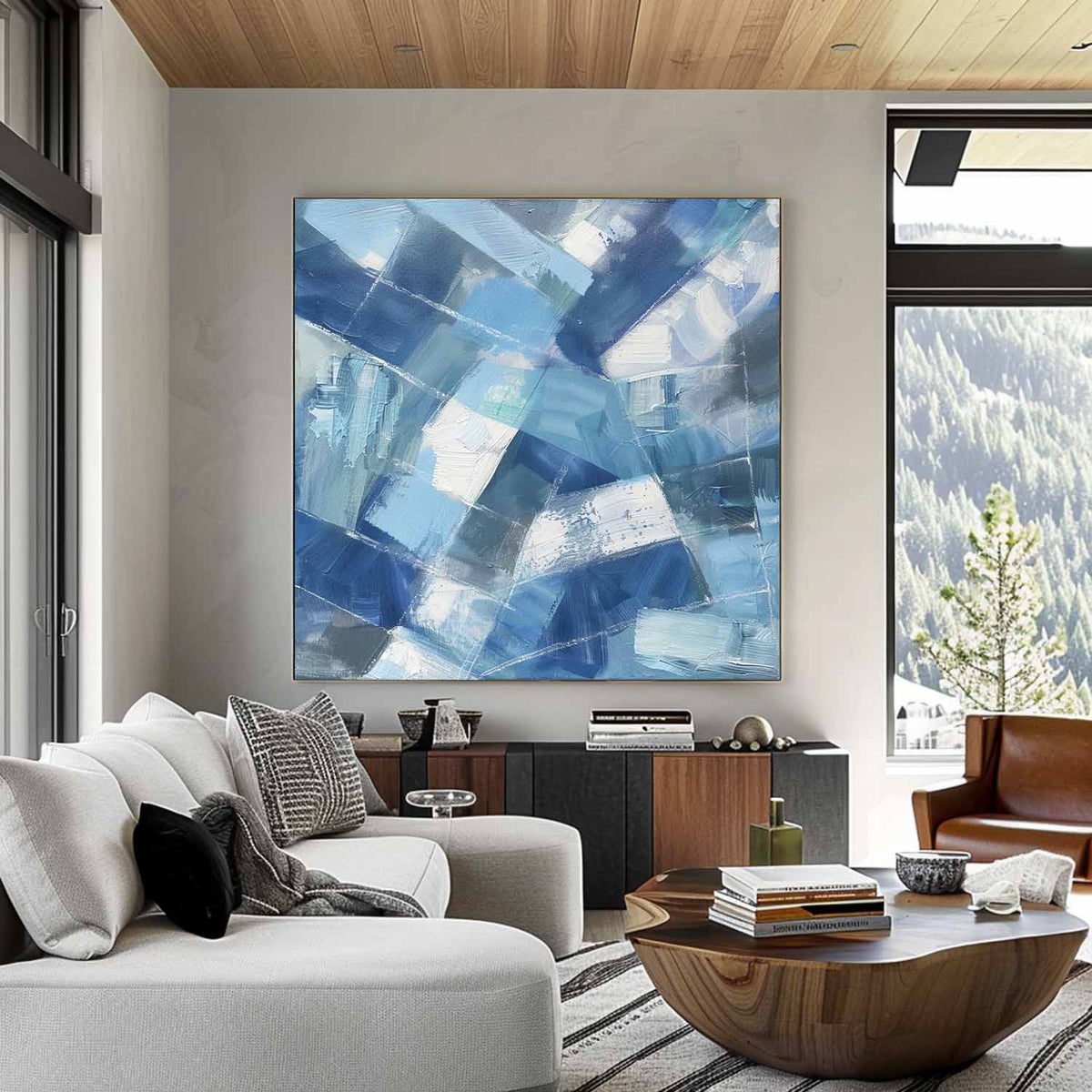 Wall Art Blue Shade Abstract Calm Serene Modern