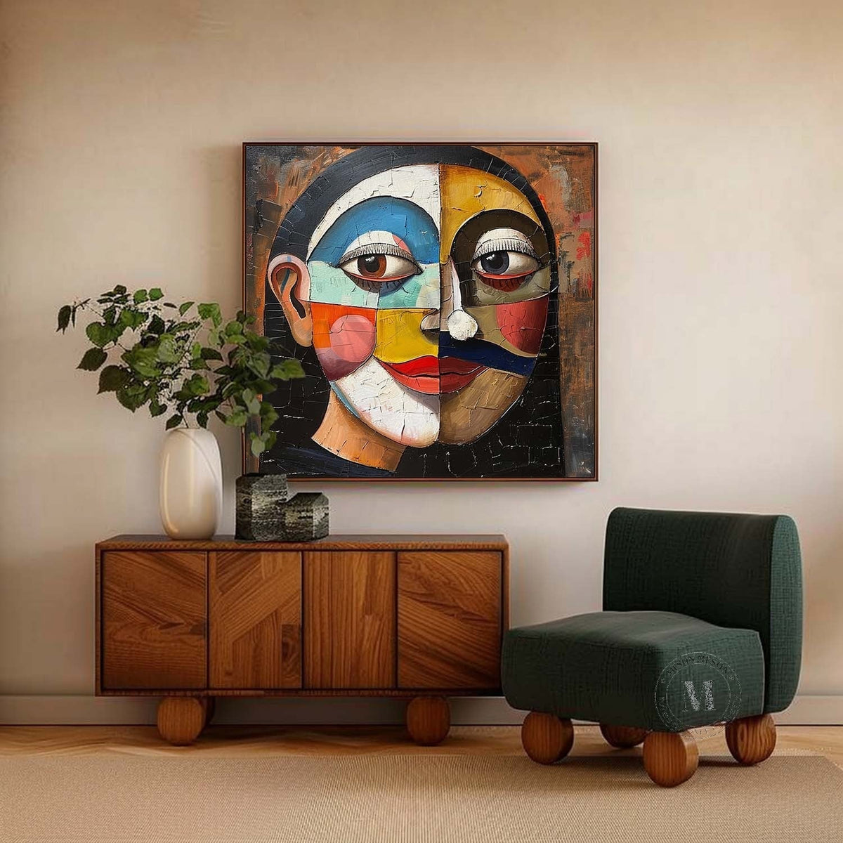 Wall Art Square Cubist Portrait Geometric