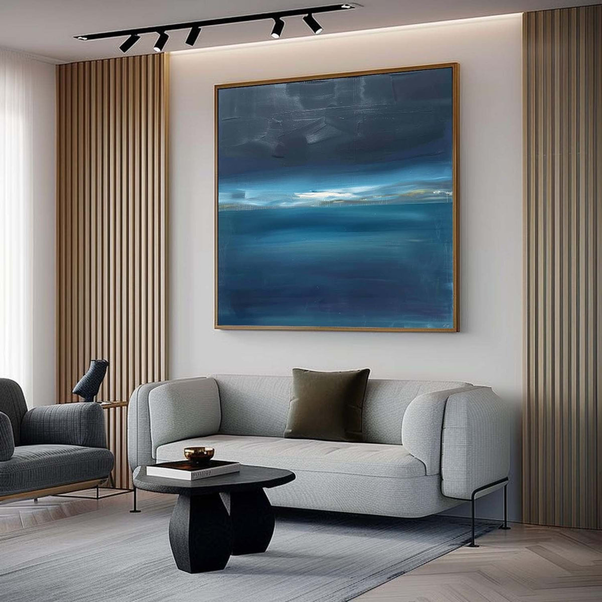 Wall Art Dramatic Textured Deep Blue