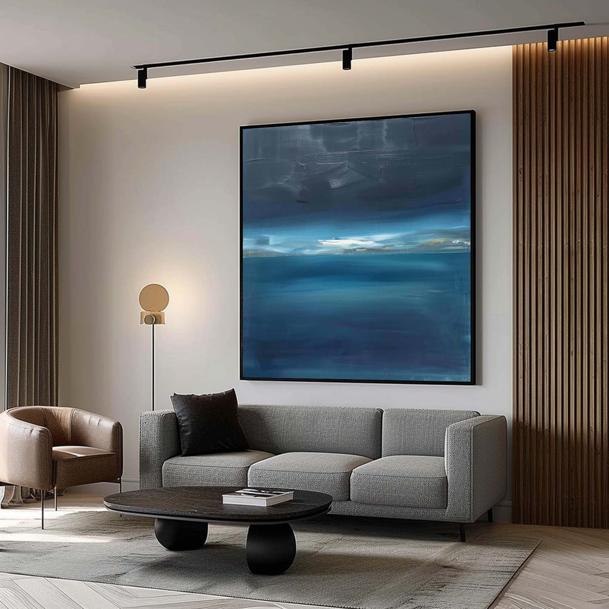 Wall Art Dramatic Textured Deep Blue