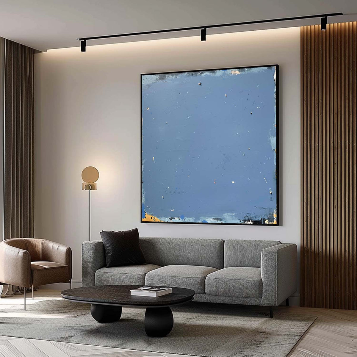Wall Art Wabi-Sabi Blue Minimalist Impasto