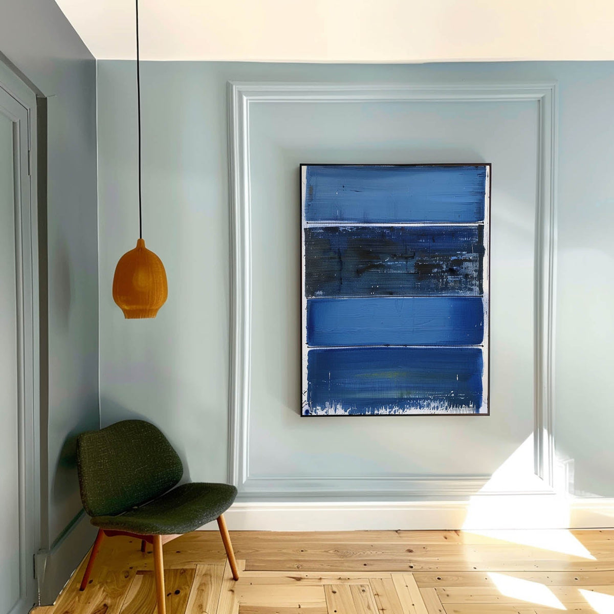 Wall Art Blue Bands Layered Modern Minimalist