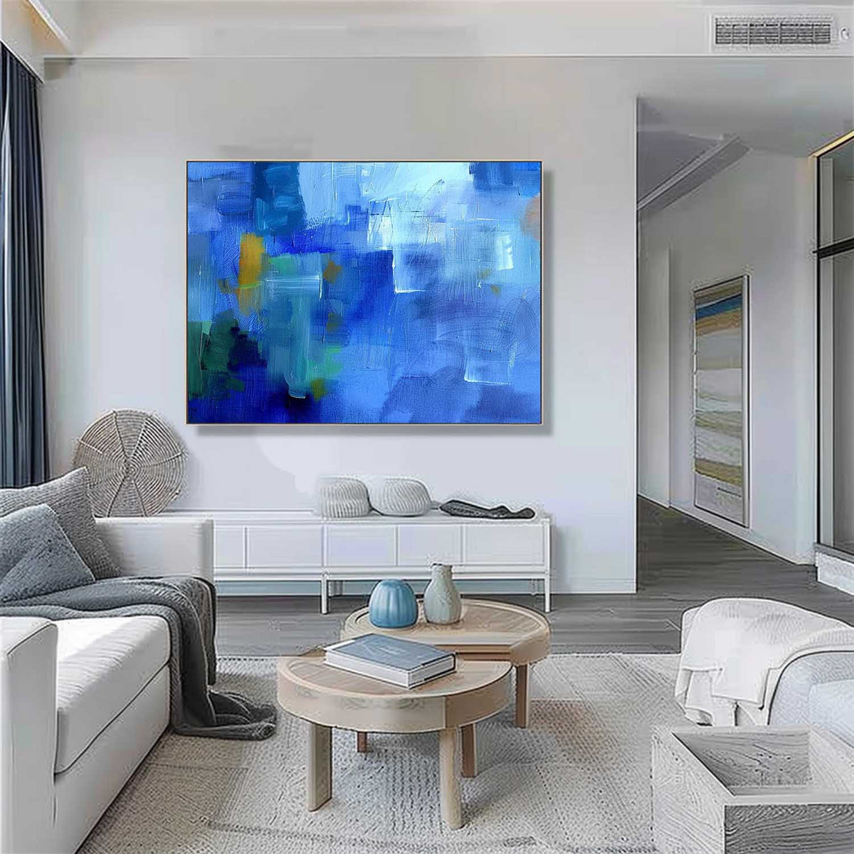 Wall Art Abstract Blue Gradient Minimalist