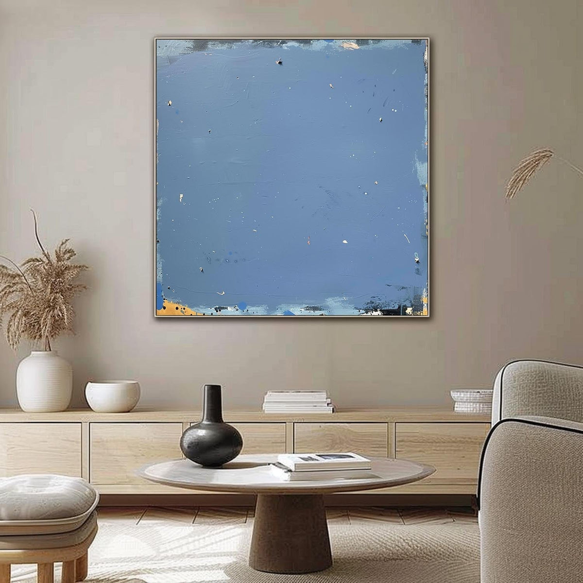 Wall Art Wabi-Sabi Blue Minimalist Impasto